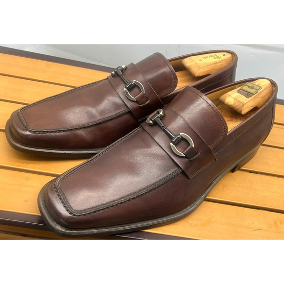 MAGNANNI Brown horsebit Stitching Low Cut Penny Loafer Shoes Size 10.5D main image 12